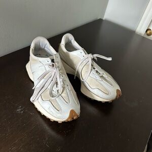 New Balance Cream and White 327 Sneakers
